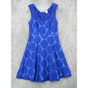 Plenty by Tracy Reese Dress Womens 4 Sheer Floral Lace Fit Flare 2 Piece Blue